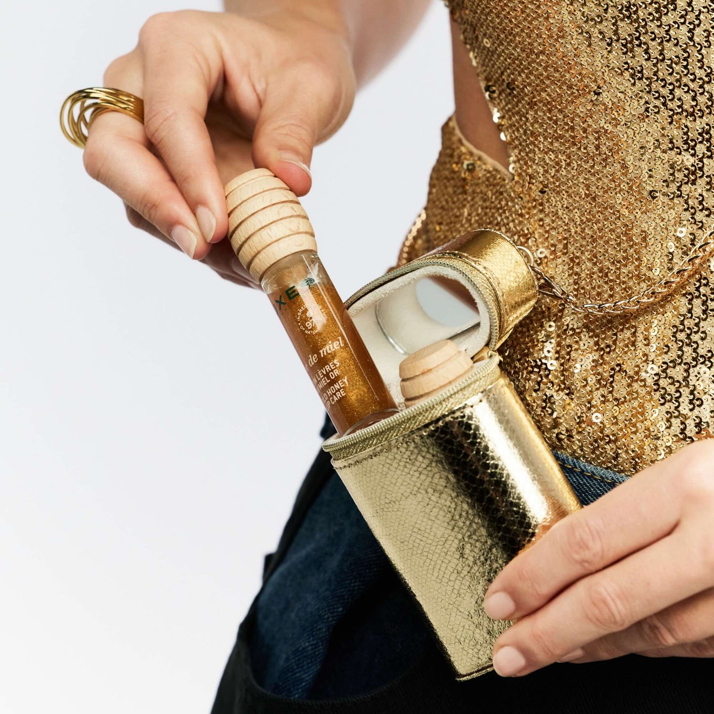 Duo soin lèvres avec étui doré